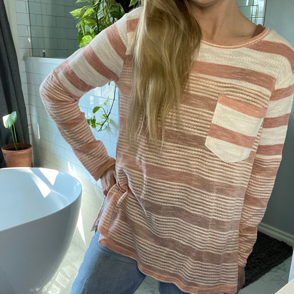 Shop Stevie Kori blush/white striped top